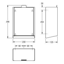 KWC Hygieneabfallbehälter, EXOS, Edst, Aufputz, 230x346x125 mm