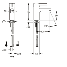 KWC Thermostat-standbatterie, F5, EHM, 125 mm, Hygieneoption, Labs-konform