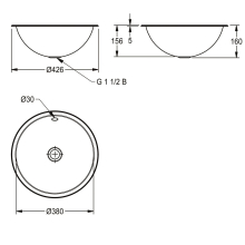 KWC Rundbecken, RONDO, Edelstahl, Sdm, 426x160 mm, Überlauf, Ab-u.überlaufgarn