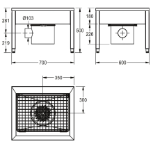 KWC Stiefelreinigungsanl, SIRIUS, Edst, 700x500x600 mm, 1 Reinigungsplatz