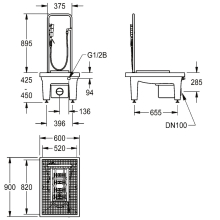 KWC Stiefelreinigungsanlage, SIRIUS, 600x450x900 mm, Schlammfang, Siphon