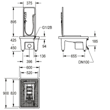 KWC Stiefelreinigungsanlage, SIRIUS, 600x450x900 mm, Schlammfang, Abl.-körper