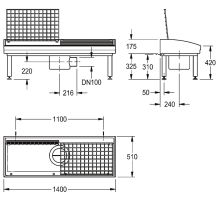 KWC Stiefelreinigungsanlage, SIRIUS, MIRANIT, 1400x500x510 mm, 2 Plätze