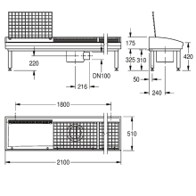 KWC Stiefelreinigungsanlage, SIRIUS, MIRANIT, 2100x500x510 mm, 3 Plätze