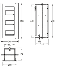 KWC Wc-dreifachrollenhalter, HEAVY DUTY, Edelstahl, Unterputz, 240x498x174 mm
