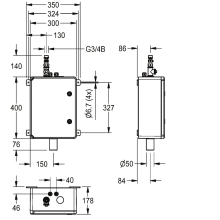 KWC Strangspülmodul, A3000open, AP, 300x400x170 mm, 1xWasserans, 24 VDC