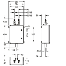 KWC Strangspülmodul, A3000open, AP, 300x400x170 mm, 2xWasserans, 24 VDC