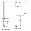 KWC Standdusche, F3, Edelstahl, Freist, 207x2420x630 mm,...