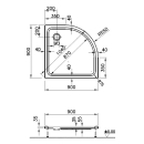 Vitra S100 Acryl Viertelkreis BRW 900x900x35mm, Radius...