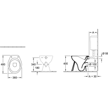 V+B Stand-Tiefspül-WC O. NOVO randlos DirectFlush 360x475mm weiß alpin