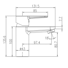 Beitz & Walz AqvaBasic III Waschtisch-Ehm. Zugstangengarn. chrom