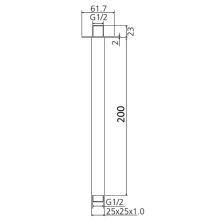 Beitz & Walz Aqvadesign Deckenanbindung 1/2" x 1/2" x 200 mm eckig