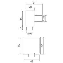 Beitz & Walz Aqvadesign Wandanschlussbogen 1/2" / eckig / chrom
