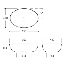 Beitz & Walz AqvaCeramica Aufsatzbecken oval  650 x 440 mm weiß
