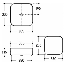 Beitz & Walz AqvaCeramica Aufsatzbecken "SlimRim" o. Überl. 385 x 385  mm mattweiß
