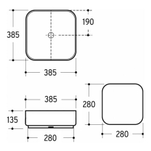 Beitz & Walz AqvaCeramica Aufsatzbecken "SlimRim" o. Überl. 385 x 385  mm mattschwarz