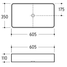 Beitz & Walz AqvaCeramica Aufsatzbecken "SlimRim" o. Überl. 605 x 350  mm weiß