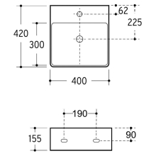 Beitz & Walz AqvaCeramica Aufsatzbecken SlimRim" m. Hahnb.  400 x 420 mm weiß