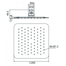 Beitz & Walz AqvaShower Kopfbrause 200 x 200 x 2 mm, Edelstahl-poliert