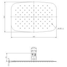 Beitz & Walz AqvaShower Kopfbrause 300 x 200 x 2  mm / Edelstahl-poliert