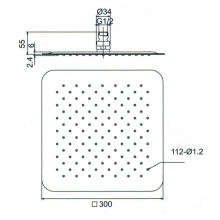 Beitz & Walz AqvaShower Kopfbrause 300 x 300 x 2 mm, Edelstahl-poliert