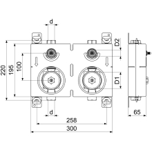 Schlösser Armaturen MONTAGEBLOCK DUO, TYP 2"-KOAX MIT BEF.-MATERIAL, IG 3/4", ROTGUSS