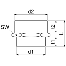 Schlösser Armaturen REDUZIERNIPPEL AGxAG FLACHDICHT, 1 1/4"x1 1/2", MESSING