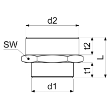 Schlösser Armaturen REDUZIERNIPPEL AGxAG FLACHDICHTEND, 1"x1 1/4", MESSING