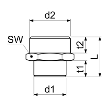 Schlösser Armaturen REDUZIERNIPPEL AGxAG FLACHDICHTEND, 1/2"x3/4", MESSING