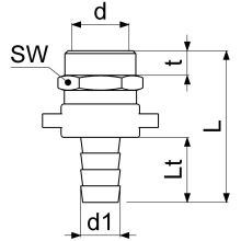 Schlösser Armaturen STANDROHRVERSCHRAUBUNG 3TLG, FLACHDICHTEND, IG 1/2", MS
