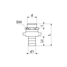 Schlösser Armaturen STANDROHRVERSCHRAUBUNG 3TLG, FLACHDICHTEND, AG 3/4", MS
