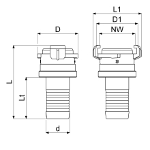 Schlösser Armaturen SCHNELLKUPPLUNG MIT KONTER-MU DN25, 1", MESSING, KTW+W270