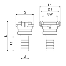 Schlösser Armaturen SCHNELLKUPPLUNG MIT KONTER-MU DN20, 3/4", MESSING, KTW+W270