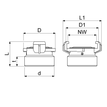 Schlösser Armaturen SCHNELLKUPPLUNG MIT AG DN32, 1 1/4", MESSING, KTW+W270