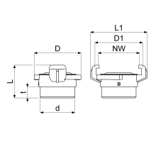 Schlösser Armaturen SCHNELLKUPPLUNG MIT AG DN25, 1", MESSING, KTW+W270