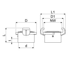 Schlösser Armaturen SCHNELLKUPPLUNG MIT IG DN25, 1", MESSING, KTW+W270