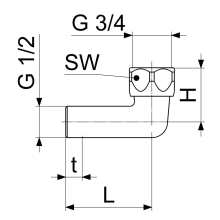 Schlösser Armaturen ANSCHLUSSBOGEN DN15, 1/2"AG x 3/4"IG, VERCHROMT