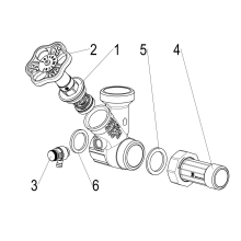 Schlösser Armaturen ABZWEIG-T-VENTIL, KFR, N.STEIG. DN25, EINGANG 1", OB.A.-GEW. 1 1/2"