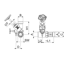 Schlösser Armaturen ABZWEIG-T-VENTIL, KFR, STEIG.SP. DN32, EINGANG 1 1/4", OB.A. 1 1/2"