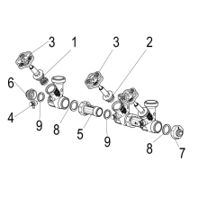 Schlösser Armaturen ATV-VERTEILER, STEIG.SPINDEL 3-FACH, DN25, EING. 1", OB.A. 1 1/2"
