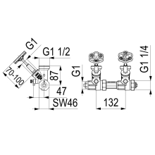 Schlösser Armaturen ATV-VERTEILER, STEIG.SPINDEL 2-FACH, DN25, EING. 1", OB.A. 1 1/2"