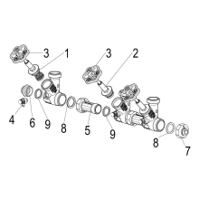 Schlösser Armaturen ATV-VERTEILER, STEIG.SPINDEL 2-FACH, DN25, EING. 1", OB.A. 1 1/4"