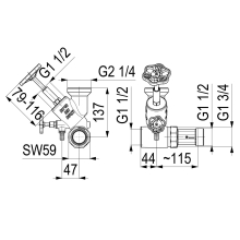 Schlösser Armaturen ABZWEIG-T-VENTIL, FREISTROM ST.SP, DN40, EING.1 1/2, OB.A.2 1/4