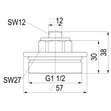 Schlösser Armaturen ABSCHLUSSSTOPFEN LINKS, WASSER- ZUFUHR VON RECHTS, EINGANG 1 1/2"