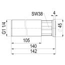Schlösser Armaturen ZWISCHENSTUECK 140MM ABLAENGBAR,...