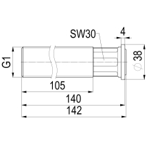 Schlösser Armaturen ZWISCHENSTUECK 140MM ABLAENGBAR, EINGANG 1"