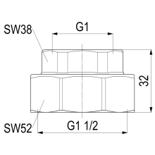 Schlösser Armaturen ABGANGSVERSCHRAUBUNG FUER STAHLROHR, 1" x 1 1/2"