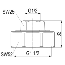 Schlösser Armaturen ABGANGSVERSCHRAUBUNG FUER STAHLROHR, 1/2" x 1 1/2"