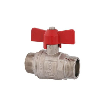 Schlösser Armaturen KUGELHAHN, VOLLER DURCHG, DN10 AGxAG3/8", 54MM, FLUEG-GR.ROT, VERN.
