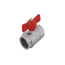 Schlösser Armaturen KUGELHAHN, SCHWER, DN8, 1/4" BL 40MM, FLUEGELGR.ROT, MATT CHROM